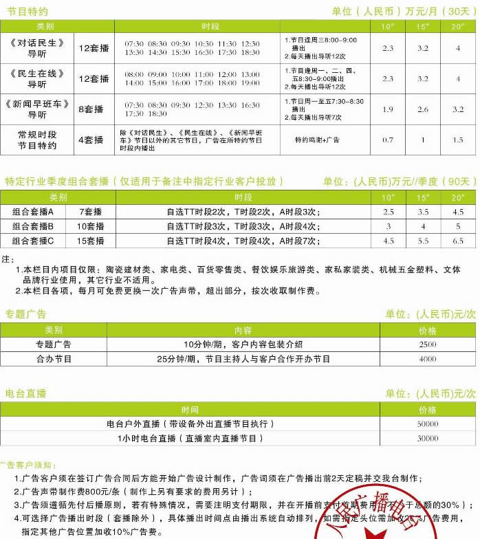 2016年佛山电台广告价格