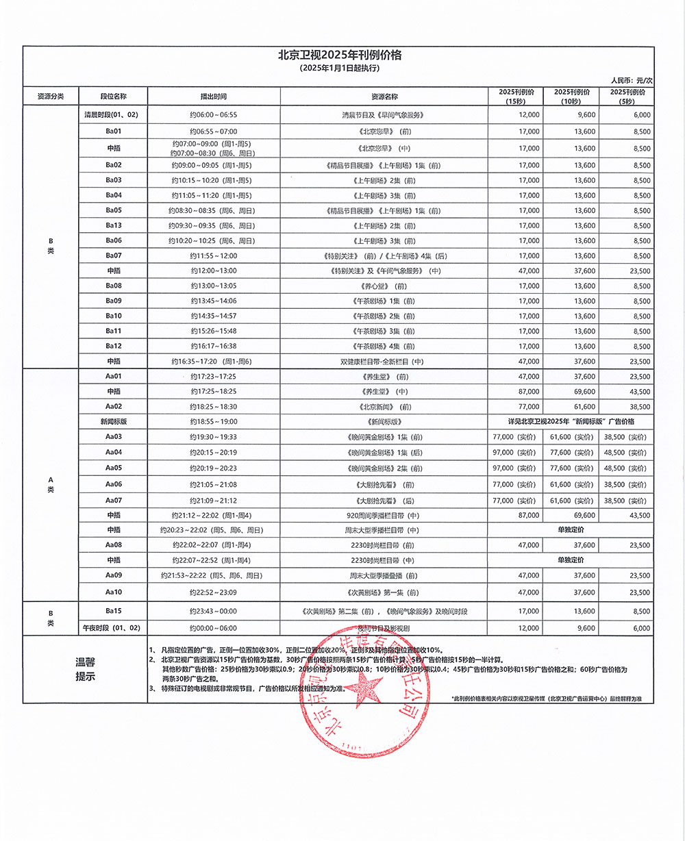 北京卫视2025年刊例价格.jpg